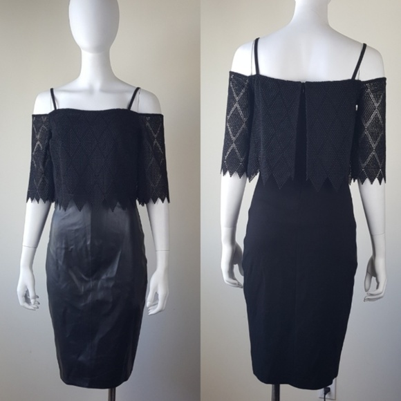 Bailey 44 Dresses & Skirts - Bailey44 Cold Shoulder Pleather and Knit Dress